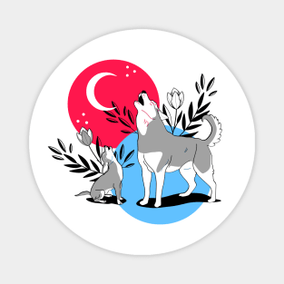 Wolves Howling At The Moon Magnet